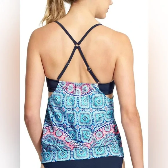 NEW [Athleta] Fiji Blousy UPF 50+ Tankini Swim Swimsuit Top Women’s 34B/C - Picture 3 of 11